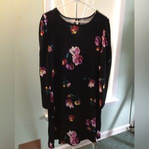 Long sleeve black with floral design Old Navy XL dress